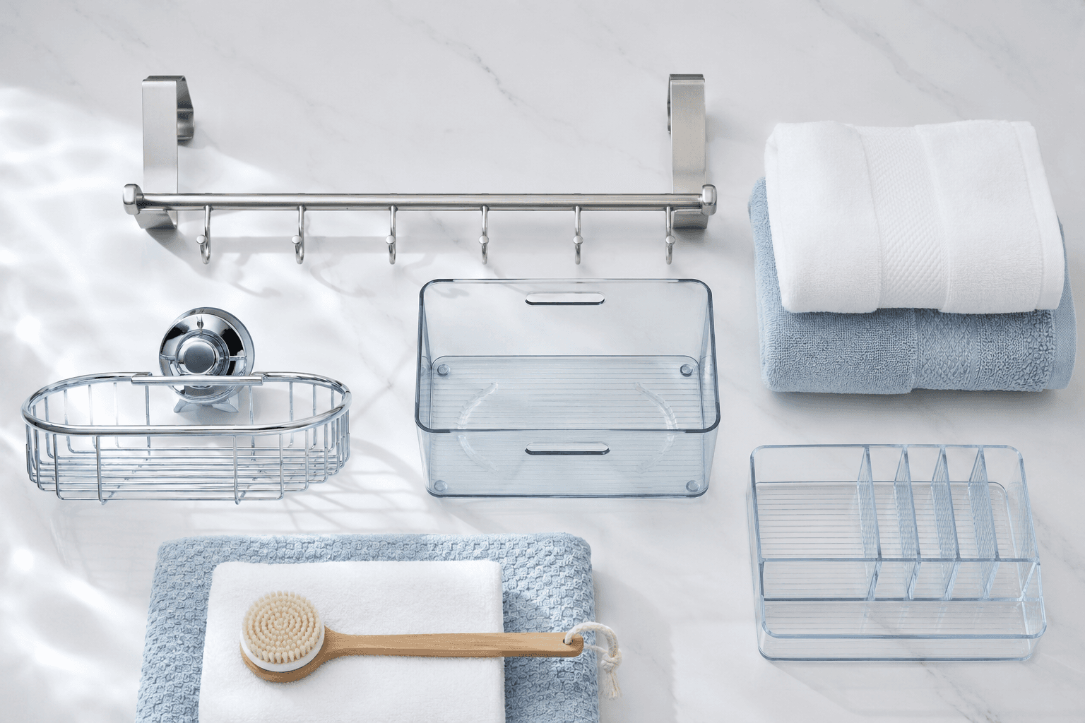 Contents of Whole-Bathroom Refresh System laid out individually